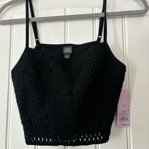 Wild Fable Black Textured Crop Top